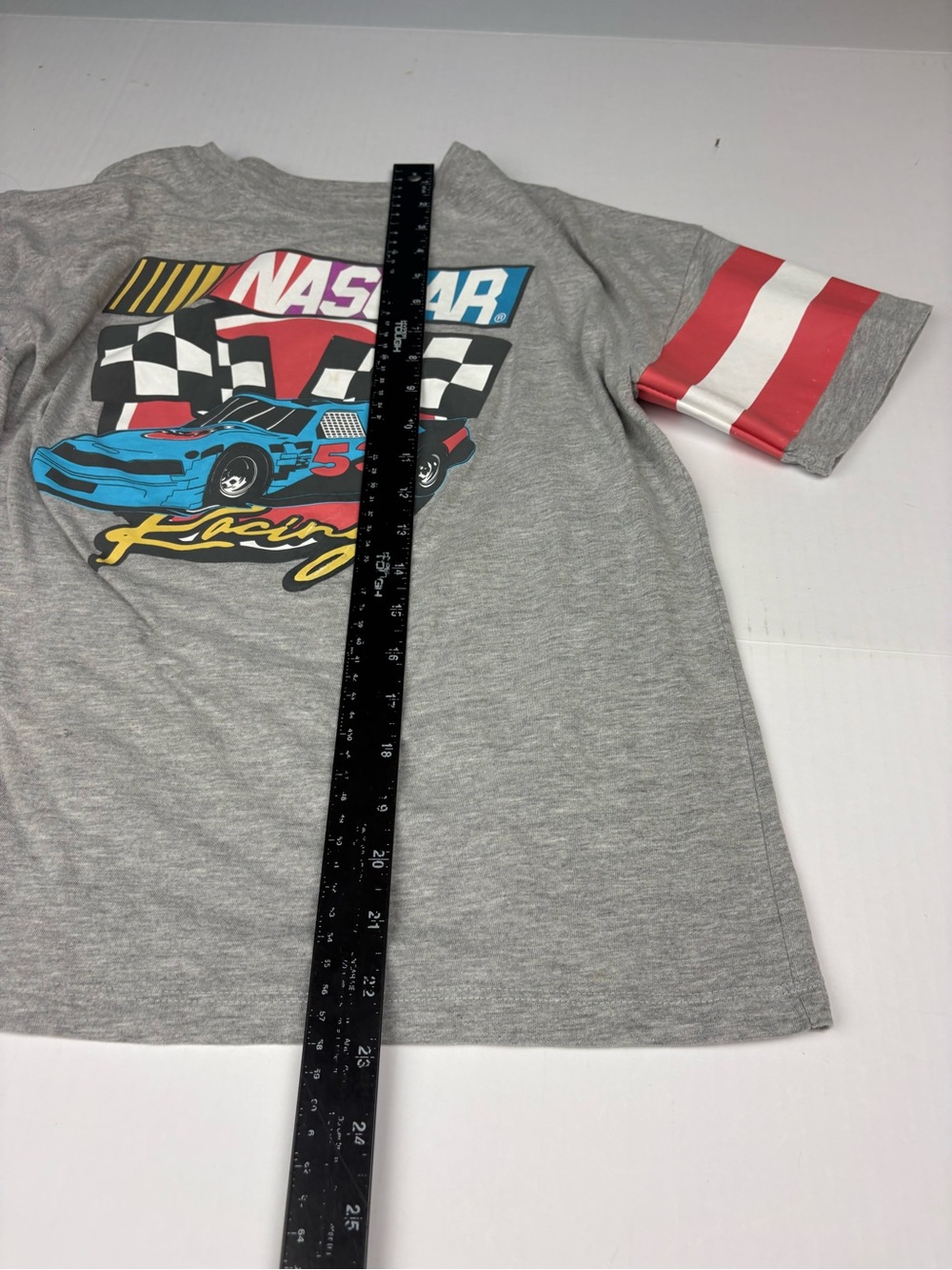 Nascar Racing Women XS Shirt Gray Jersey Car Checkered Flag Short Sleeve Cotton - Picture 4 of 6